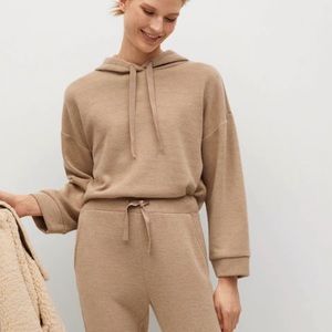 Mango camel flecked oversized hoodie pullover